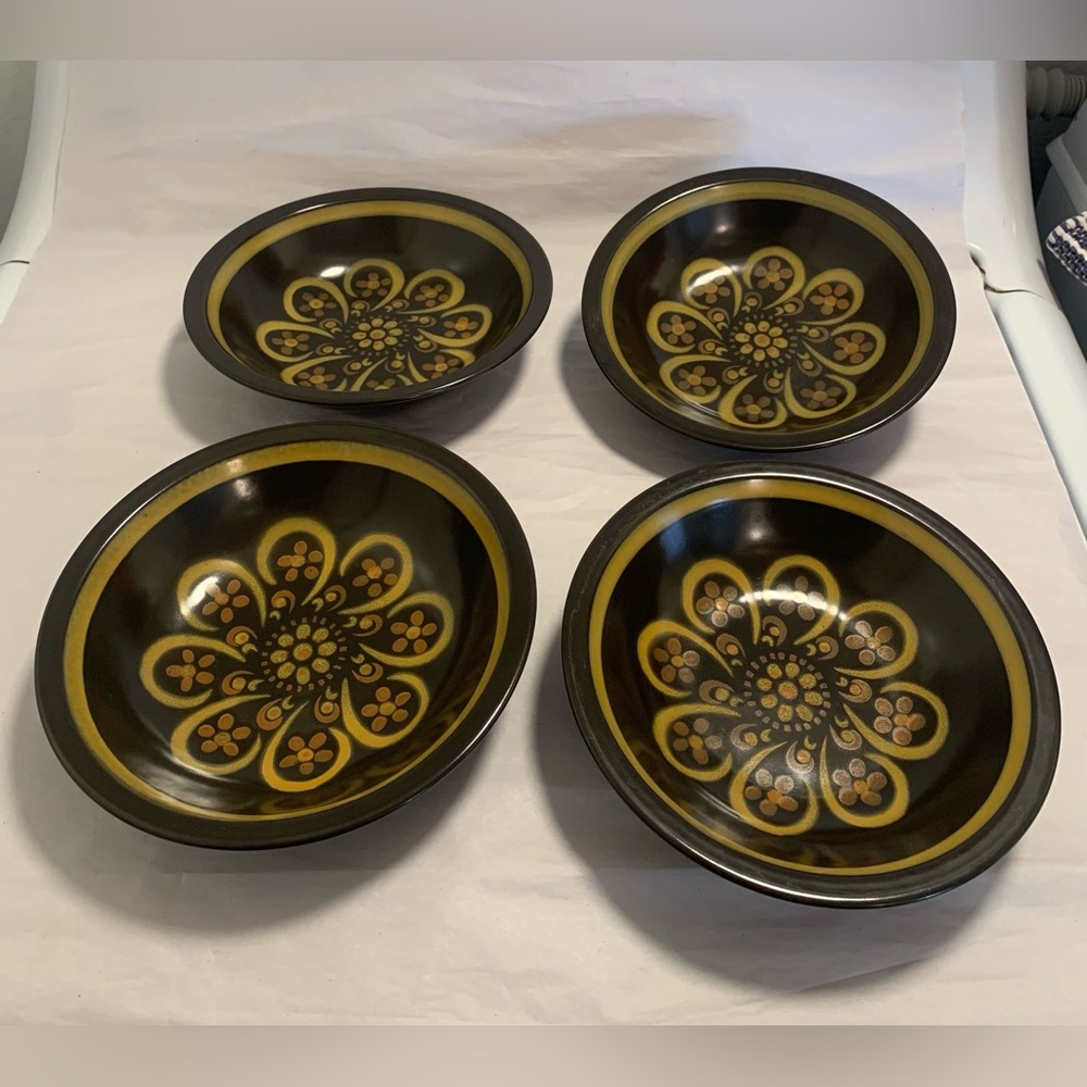 Vintage 70's Mikasa. LODI (MAJORCA). Set of 4, Rimmed Soup Bowls. EUC